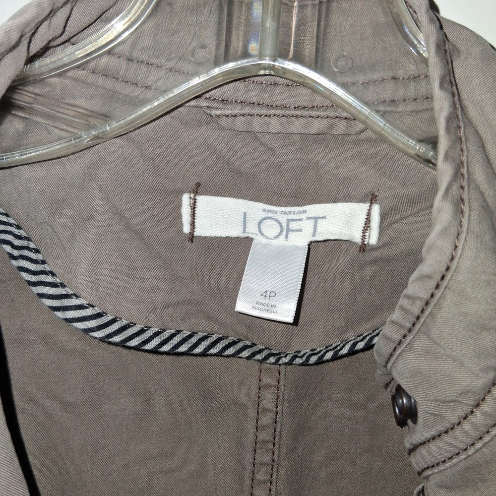 Ann Taylor LOFT Utility Field Jacket Olive Taupe Cotton Military Coat Womens 4P - Picture 7 of 16